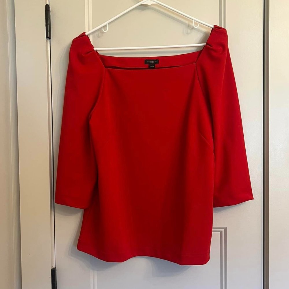 Red Ann Taylor Blouse Size 12